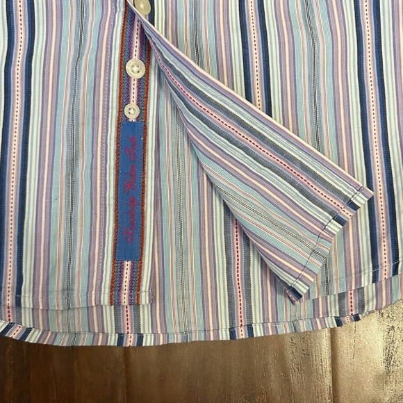 ROBERT GRAHAM Contrast-Trim Striped Button-Up Shirt Multi Embroidered - Picture 4 of 10
